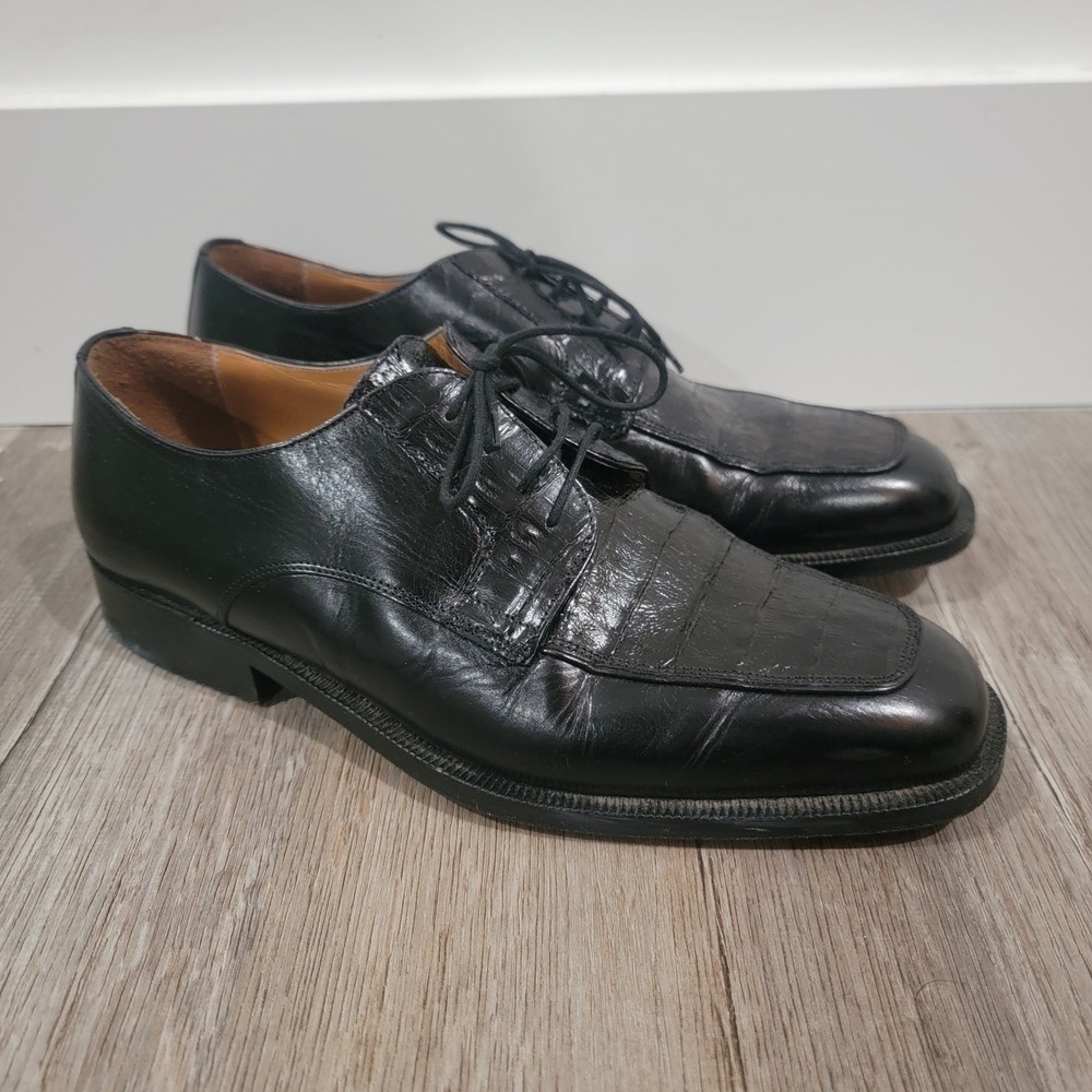 Caporicci Mens Crocodile‎ Leather Dress Shoes Size 10 Business Formal Oxford
